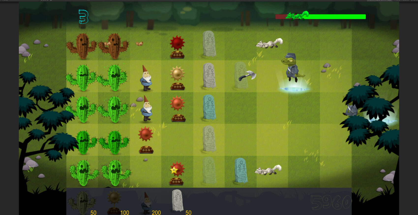 A prototype garden defender game